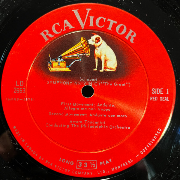 Arturo Toscanini , The Philadelphia Orchestra , Franz Schubert - The 'Great' Symphony In C Major, No. 9 | RCA Victor (LD 2663) - 2