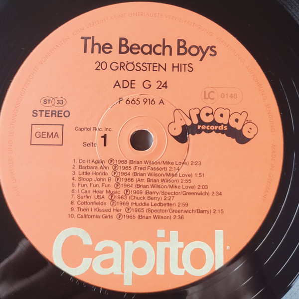 The Beach Boys - 20 Grössten Hits | Arcade Records (ADE G 24) - 4 The Beach Boys - 20 Grössten Hits | Arcade Records (ADE G 24) - 4