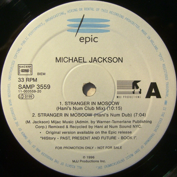 Michael Jackson - Stranger In Moscow (Mixes By Hani & The Basement Boys) | Epic (SAMPMS 3559) - 3
