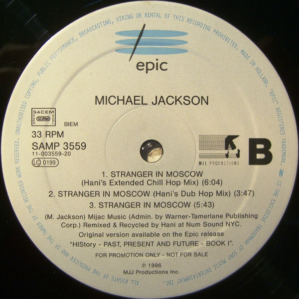 Michael Jackson - Stranger In Moscow (Mixes By Hani & The Basement Boys) | Epic (SAMPMS 3559) - 4