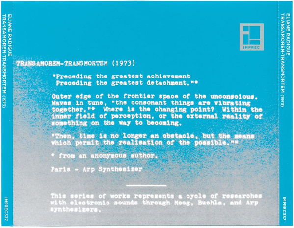 Eliane Radigue - Transamorem - Transmortem | Important Records (IMPREC337) - 2 Eliane Radigue - Transamorem - Transmortem | Important Records (IMPREC337) - 2
