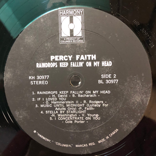 Percy Faith - Raindrops Keep Fallin' On My Head [Vinyl] | Harmony (KH 30977) - 4
