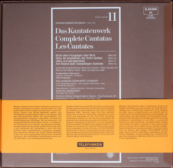 Johann Sebastian Bach - Kantatenwerk · Complete Cantatas | BWV 39-42 | 11 | Telefunken (6.35269 EX) - 2