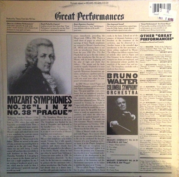 Symphonies No. 36 "Linz" , No. 38 "Prague"