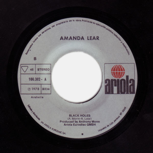 Amanda Lear - Fashion Pack (Studio 54) / Black Holes | Ariola (100382·A) - 4