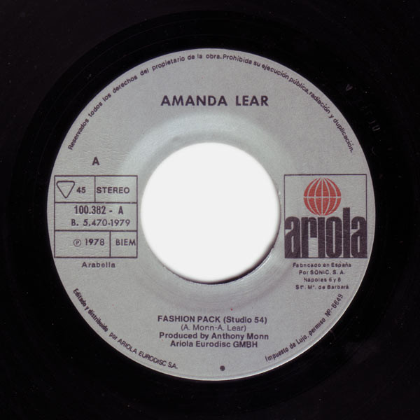 Amanda Lear - Fashion Pack (Studio 54) / Black Holes | Ariola (100382·A) - 3