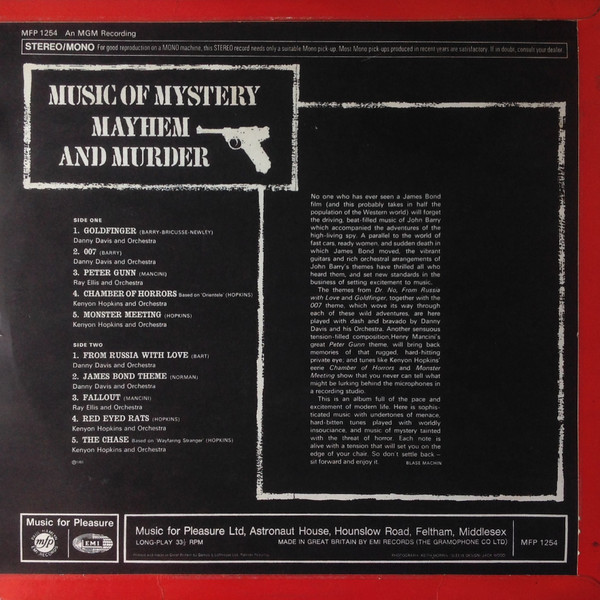 Various - Music Of Mystery, Mayhem And Murder | Music For Pleasure (MFP 1254) - 2