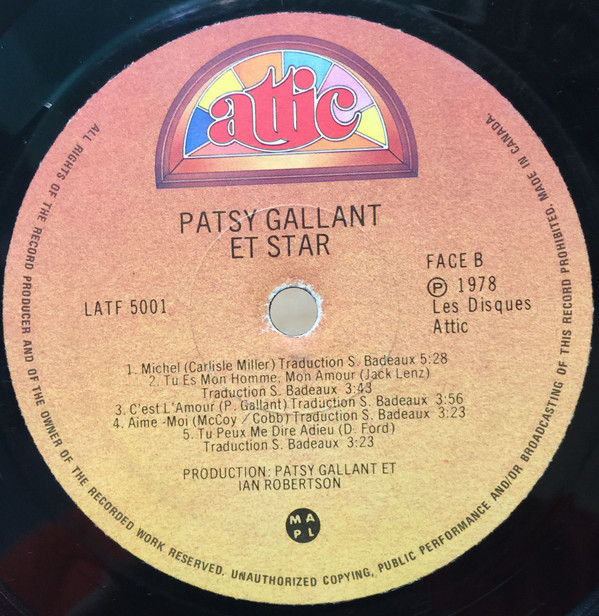 Patsy Gallant Et Star - Patsy Gallant Et Star | Attic (LATF 5001) - 4