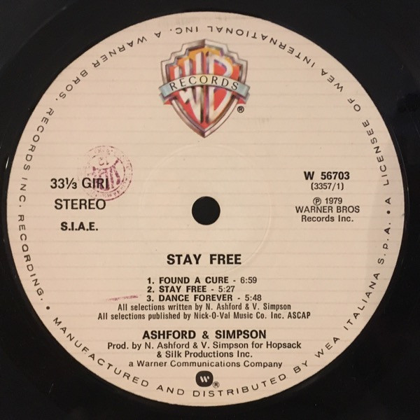 Ashford & Simpson - Stay Free | Warner Bros. Records (W 56703) - 3