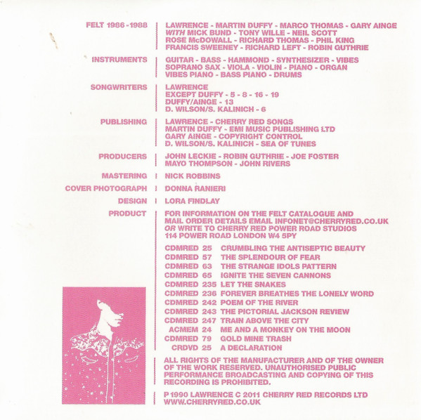 Felt - Bubblegum Perfume CD | Cherry Red (CDMRED 400) - 4 Felt - Bubblegum Perfume CD | Cherry Red (CDMRED 400) - 4