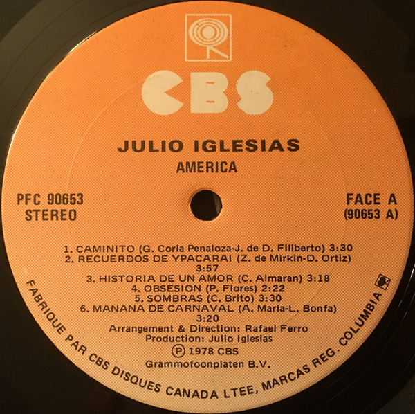 Julio Iglesias - America | CBS (PFC 90653) - 4 Julio Iglesias - America | CBS (PFC 90653) - 4