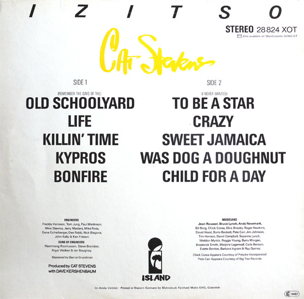 Cat Stevens - Izitso | Island Records (28 824 XOT) Cat Stevens - Izitso | Island Records (28 824 XOT)