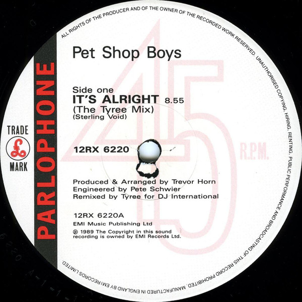 Pet Shop Boys - It's Alright (The DJ International Mixes) | Parlophone (12RX 6220) - 3