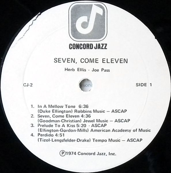 Herb Ellis & Joe Pass Also Featuring Jake Hanna & Ray Brown - Seven, Come Eleven (From Their Live Performance At The Concord Summer Festival) [Vinyl] | Concord Jazz (CJ-2) - 3