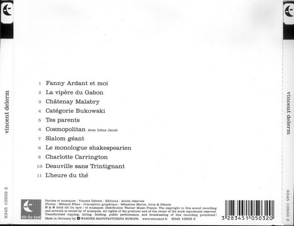 Vincent Delerm - Vincent Delerm | Tôt Ou Tard (8345 10503 2) - 2