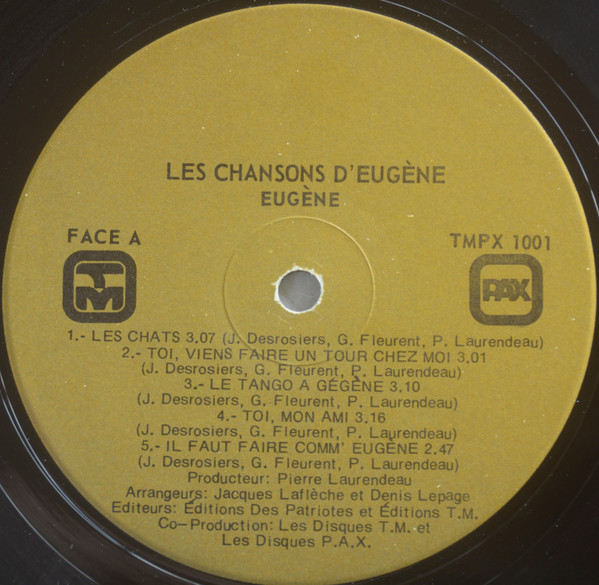 Eugène - Les Chansons D'Eugène [Vinyl] | Télé-Métropole (TMPX-1001) - 3