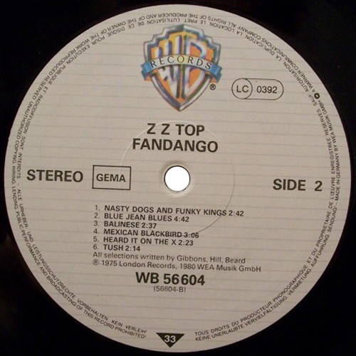 ZZ Top - Fandango! | Warner Bros. Records (WB 56 604) - 4