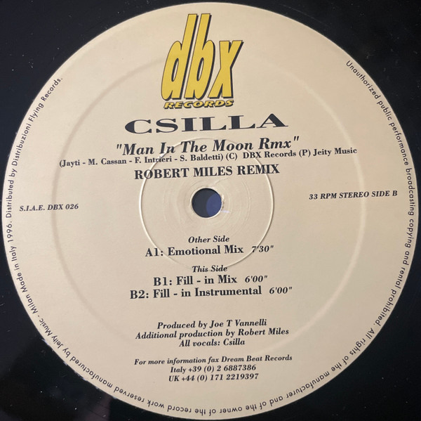 Csilla - Man In The Moon (Robert Miles Remix) | DBX Records (DBX 026) - 3 Csilla - Man In The Moon (Robert Miles Remix) | DBX Records (DBX 026) - 3