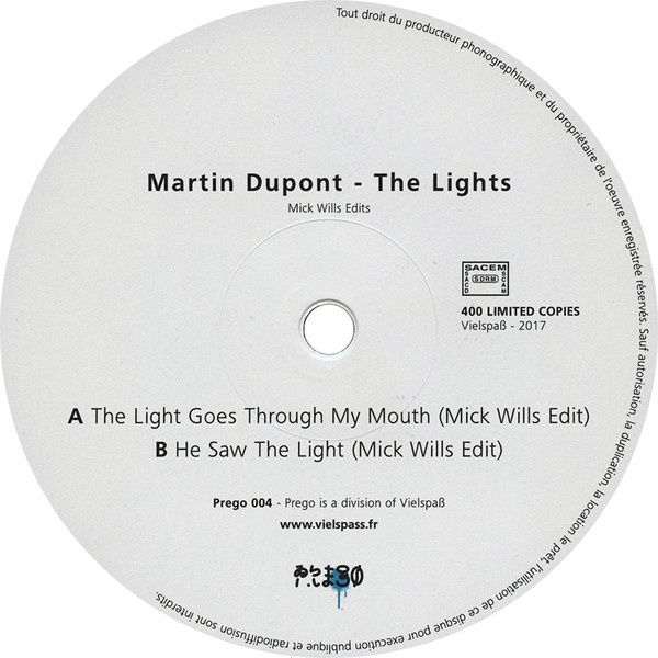Martin Dupont - The Lights (Mick Wills Edits) | Prego (Prego 004) - 3 Martin Dupont - The Lights (Mick Wills Edits) | Prego (Prego 004) - 3