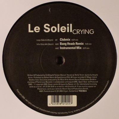 Le Soleil - Crying | Planet Love Records (PLO 054-6) - main