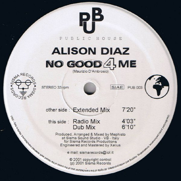 Alison Diaz - No Good 4 Me | Public House (PUB 003) - main