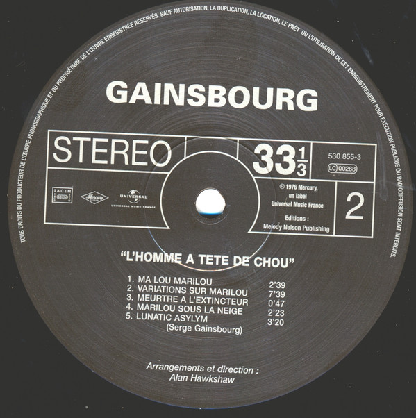 Serge Gainsbourg - L'Homme À Tête De Chou | Mercury (530 855-3) - 4 Serge Gainsbourg - L'Homme À Tête De Chou | Mercury (530 855-3) - 4