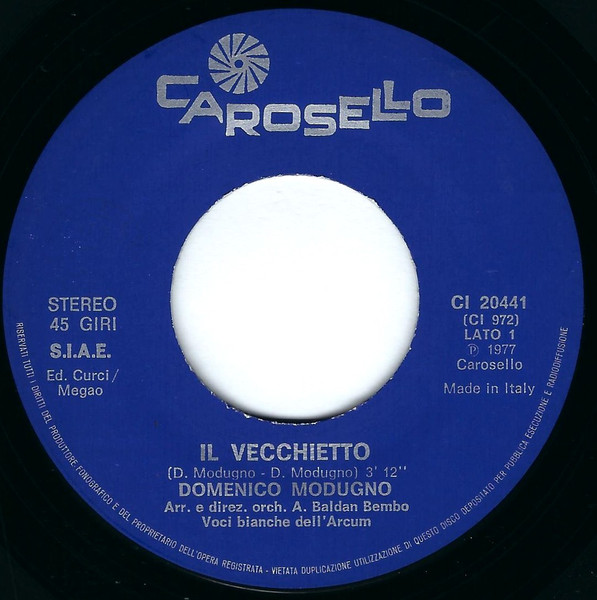 Domenico Modugno - Il Vecchietto / Un Male Cane | Carosello (CI 20441) - 3