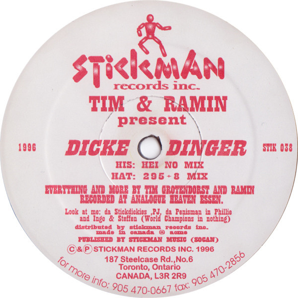 Tim & Ramin - Dicke Dinger | Stickman Records (STIK 038) - main