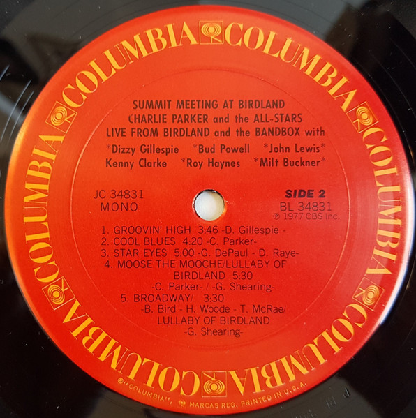 The Charlie Parker All-Stars - Summit Meeting At Birdland | Columbia (JC 34831) - 4