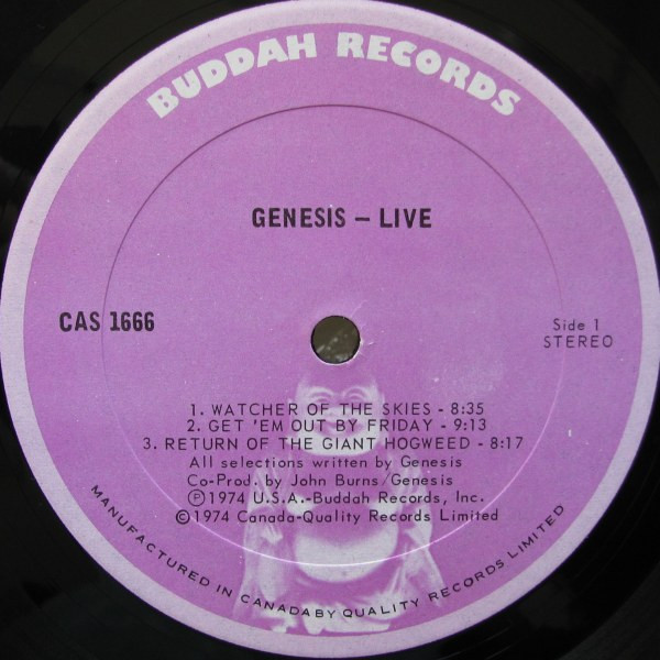 Genesis - Live | Charisma (CAS 1666) - 3