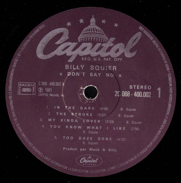 Billy Squier - Don't Say No | Capitol Records (2C 068-400002) - 3