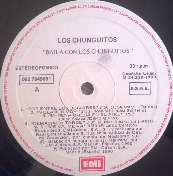 Los Chunguitos - Baila Con Los Chunguitos | EMI (062 7949031) - 3