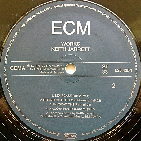 Keith Jarrett - Works | ECM Records (825 425-1) - 4 Keith Jarrett - Works | ECM Records (825 425-1) - 4