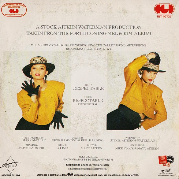 Mel & Kim - Respectable | CGD (INT 10727) - 2