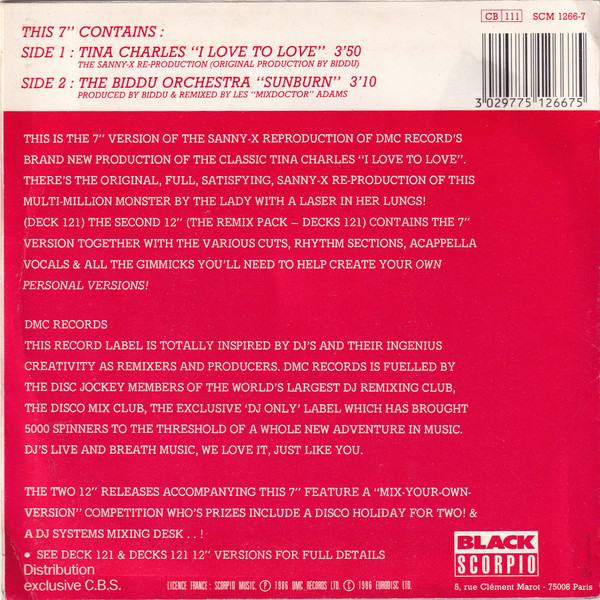 Tina Charles - I Love To Love (Version Originale 1987) | Black Scorpio (SCM 1266-7) - 2