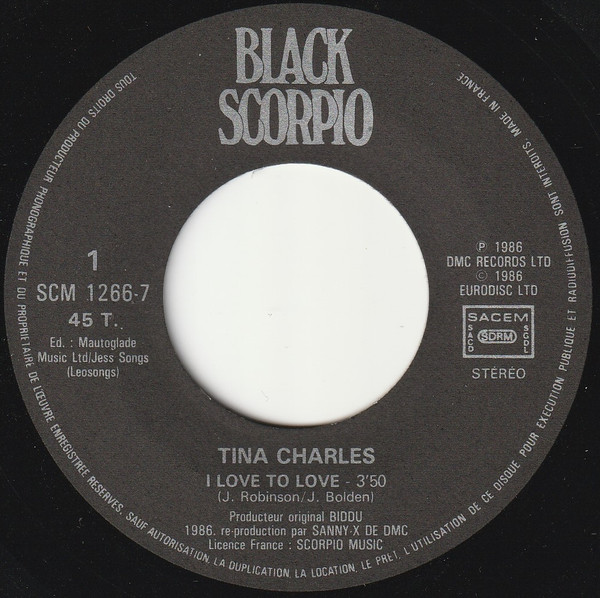 Tina Charles - I Love To Love (Version Originale 1987) | Black Scorpio (SCM 1266-7) - 3