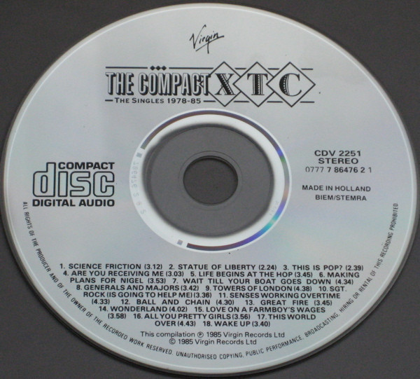 XTC - The Compact XTC - The Singles 1978-85 CD | Virgin (CDV 2251) - 3 XTC - The Compact XTC - The Singles 1978-85 CD | Virgin (CDV 2251) - 3