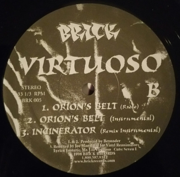 Virtuoso - Incinerator / Orion's Belt | Brick Records (BRK 005) - 4 Virtuoso - Incinerator / Orion's Belt | Brick Records (BRK 005) - 4