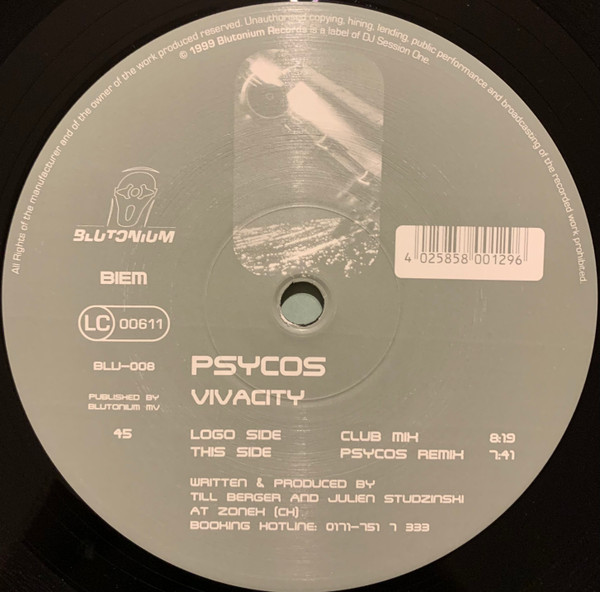 Psycos - Vivacity | Blutonium Records (BLU - 008) - 4