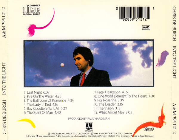 Chris de Burgh - Into The Light | A&M Records (395 121-2) - 2