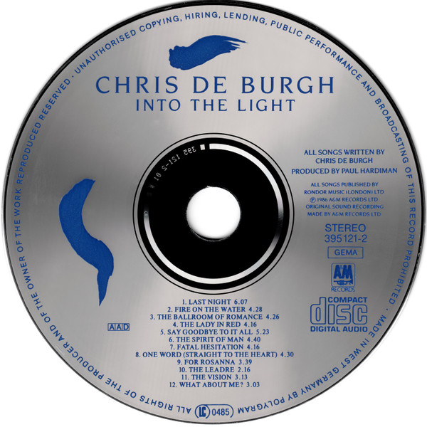 Chris de Burgh - Into The Light | A&M Records (395 121-2) - 3