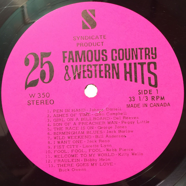 Various - 25 Famous Country & Western Hits: Volume III | Syndicate Product (W 350) - 3 Various - 25 Famous Country & Western Hits: Volume III | Syndicate Product (W 350) - 3
