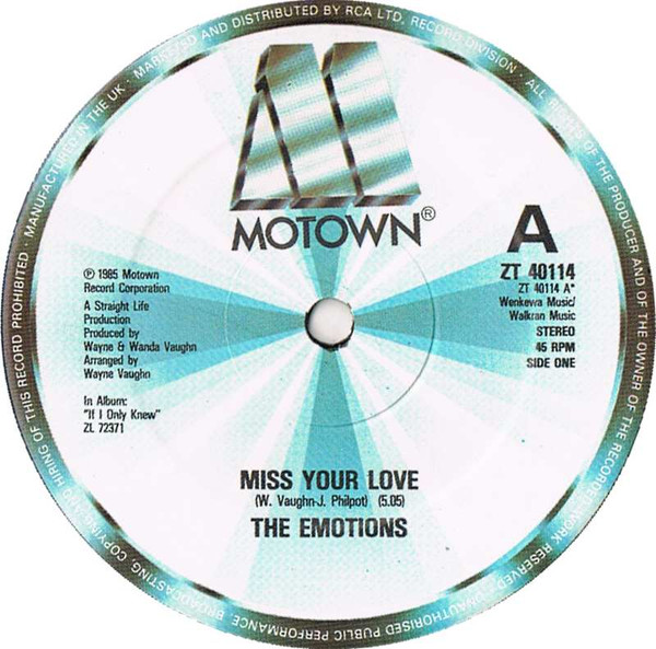 The Emotions - Miss Your Love | Motown (ZT 40114) - 3