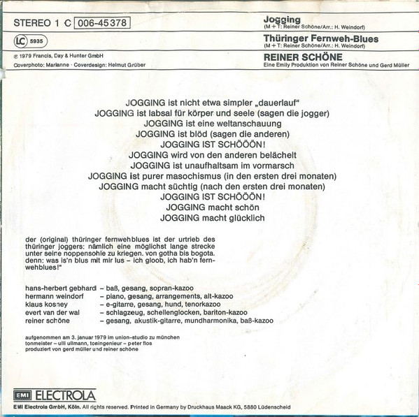 Reiner Schöne Band - Jogging | Emily (1 C 006-45378) - 2