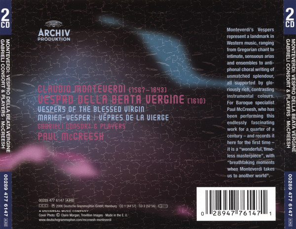 Claudio Monteverdi - Gabrieli Consort & Gabrieli Players , Paul McCreesh - Vespro Della Beata Vergine | Archiv Produktion (00289 477 6147) - 2