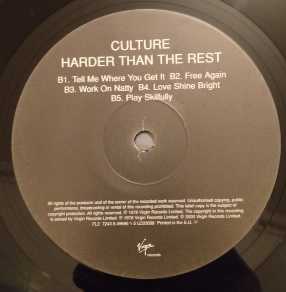 Culture - Harder Than The Rest | Virgin (FL3 7243 8 49696 1 5) - 4