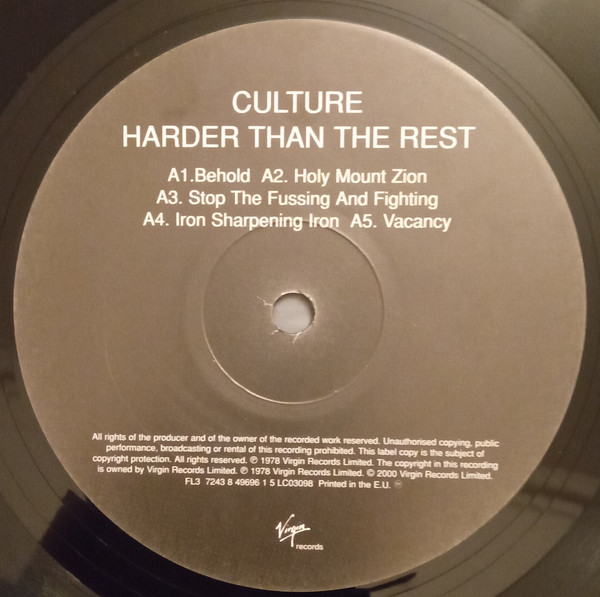 Culture - Harder Than The Rest | Virgin (FL3 7243 8 49696 1 5) - 3