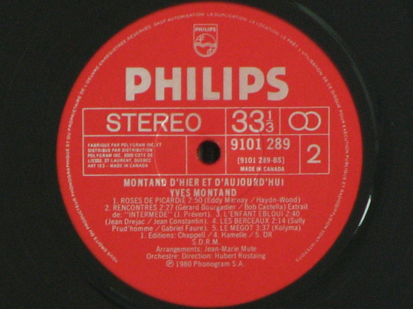 Yves Montand - Montand D'Hier Et D'Aujourd'Hui | Philips (9101 289) - 4