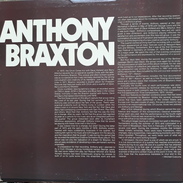 Anthony Braxton - The Montreux / Berlin Concerts | Arista (AL 5002) - 2 Anthony Braxton - The Montreux / Berlin Concerts | Arista (AL 5002) - 2