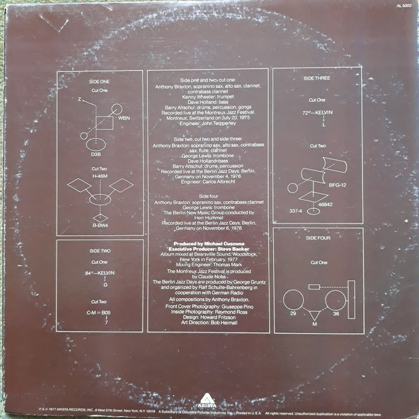 Anthony Braxton - The Montreux / Berlin Concerts | Arista (AL 5002) - 4 Anthony Braxton - The Montreux / Berlin Concerts | Arista (AL 5002) - 4